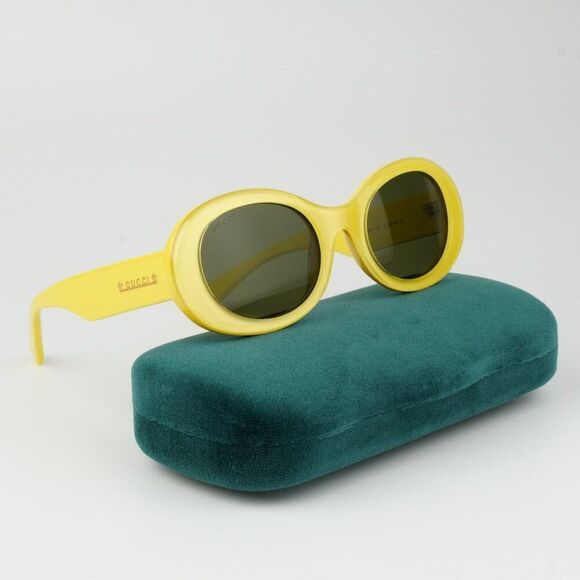 NEW Gucci GG1587S 004 Yellow Green Women Oval Sunglasses GG 1587S - Picture 1 of 14